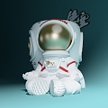 Creative pen container meditation astronaut cartoon hand 3d model