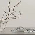 Open Magazine With Eyeglasses On Pages And Decorative White Vase In Minimalist Setting