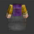 Minecraft Style Character With Purple Hair And Yellow Shirt Interacting With Wooden Chest