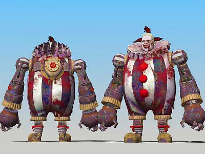 Game Movie Character Design Of Mechanical Clown Dolls With Colorful Costumes And Decorations 3d model