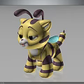 Adorable Cartoon Cat Character With Bee Antennae Yellow Purple Stripes And Wings