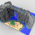 LEGO toy blocks bay waterfall scene 3d model