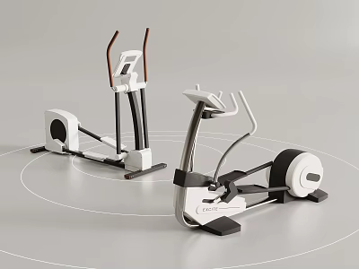 Home Gym Sports Equipment Featuring Elliptical Trainer And Rower Machine With Modern Design 3d model