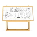 Display Shelf Architectural Drawing with Design Layout on Wooden Stand
