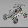 Off Road Buggy Featuring Number 28 Large Tires Open Frame And Suspension System