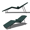 Dark Green Lounge Chair with Black Metal Frame and Round Pillow in Modern Contemporary Style