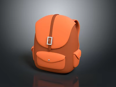 Modern Stylish Orange Backpack With Front Pocket Buckle Closure And Shoulder Straps 3d model