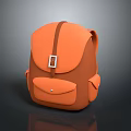 Modern Stylish Orange Backpack With Front Pocket Buckle Closure And Shoulder Straps 3d model