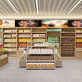 Supermarket Department Store Interior With Well Organized Shelves And Various Food Daily Products