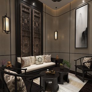 New Chinese-style reception room 3d model