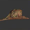 Tree Stump Scene With Exposed Roots Green Moss And Brown Soil Surface 3d model