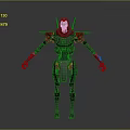 Futuristic Robot Character With Mechanical Design Red Black Color Helmet Head And Jointed Limbs