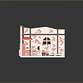 Cartoon Room Scene Featuring Red Brick Walls Fireplace Green Chair Pink Rug and Window Plants