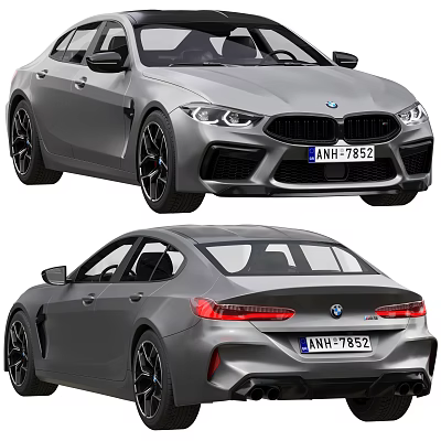 Gray BMW M8 Gran Coupe From Front And Rear Views 3d model Gray BMW M8 Gran Coupe From Front And Rear Views 3d model