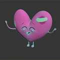 Pink Heart Cartoon Character With Bandage on Head Smiling Face and Arms Legs