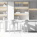 Modern Bar Chair Combination Bar Chair Combination 3d model