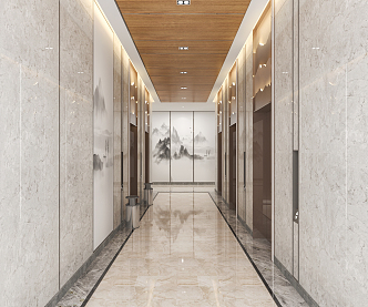 New Chinese Elevator Hall 3d model