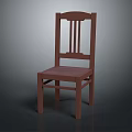 Simple Brown Wooden Chair With Slatted Back And Plank Seat Design