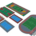 Outdoor Sports Facilities Including Basketball Tennis Courts Track And Football Field