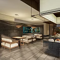 Modern Restaurant Interior With Wooden Bar Counter Open Layout And Large Windows