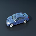 Blue Sedan Car Showcasing Shiny Exterior Roof And Wheel Details On Dark Background