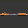 Orange Pen With Orange Grip Transparent Barrel And White Tip On Black Surface With Reflection