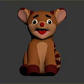 Adorable Cartoon Orange Stuffed Toy With Big Ears Red Nose Smiling Face And Red Paws