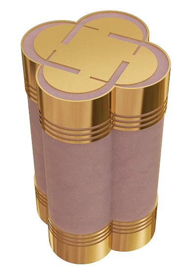 Modern Purple Side Table With Gold Decorative Lines And Cylindrical Structure 3d model