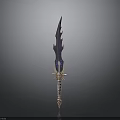 Fantasy Sword With Unique Purple Blade And Intricate Golden Hilt Decorations