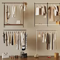 Fashion Clothing Display With Hanging Racks Apparel Hats Bags And Shoes