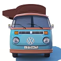 Vintage Blue And Brown Coffee Mobile Van With Retro Design And 1487 Sign