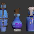 Unique Fantasy Style Decorative Bottles With Blue Purple Gradient And Leather Straps