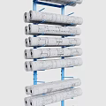 Blue Frame Blueprint Storage Rack With Multiple Layers For Engineering Drawings