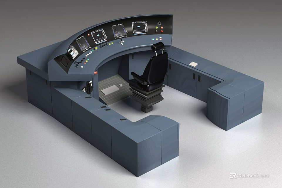High Speed Train Cockpit Interior With Control Panel Seats And Digital Displays 3d model 