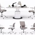 Modern Marble Office Desk With Swivel Chairs And Desk Lamp Setup