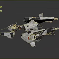 Futuristic SciFi Aircraft Model With Black White Gray Body And Red Accents