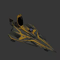 Gray and Yellow Fighter Jet With Sleek Aerodynamic Design Open Cockpit And Blue Emblem