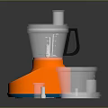 Orange Food Processor With Transparent Cups Lid And Accessories For Home Kitchen