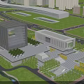 Aerial View Urban Planning with Modern Buildings Road Network Green Spaces and Water Area