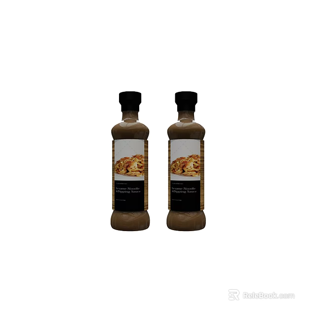 Two Brown Condiment Bottles With Pancake Images On Labels For Kitchen Use 3d model 