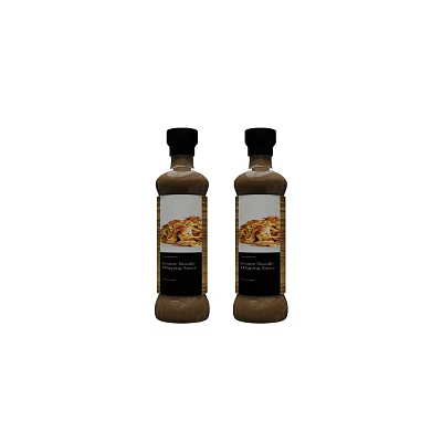 Two Brown Condiment Bottles With Pancake Images On Labels For Kitchen Use 3d model