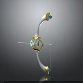 Elegant Fantasy Weapon Bow With White Golden Structure And Green Gem Decorative Elements 3d model