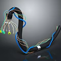 Headphone Speaker Internal Cable Structure With Curved Black Wire And Colorful Connectors