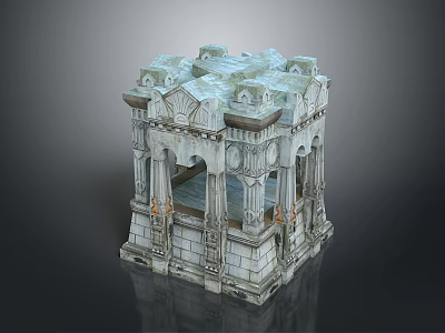 Ancient Stone Structure With Columns Carved Decorations And Intricate Top Design 3d model