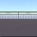 Yellow Metal Decorative Railing With Vertical Bars And Geometric Top Rail Accents