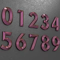 Stylish Pink 3D Numbers 0 to 9 on Dark Gray Background Design