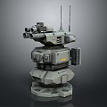 Futuristic Mechanical Turret Structure With Multiple Barrels Antennas And Control Panels