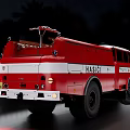 Red And White Striped Fire Truck As Functional Emergency Response Vehicle