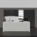 Elegant Modern Kitchen Interior With Black Cabinets Marble Countertop And Island 3d model