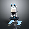 Laboratory Microscope With Binocular Eyepieces Black Stage And Metallic Base 3d model